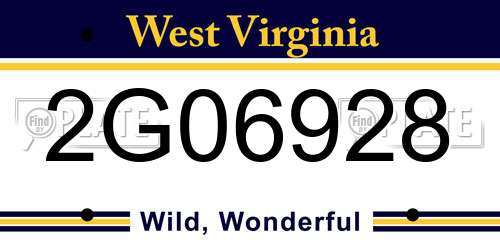 2G06928 West Virginia License Plate