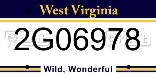 2G06978 West Virginia License Plate