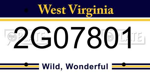 2G07801 West Virginia License Plate