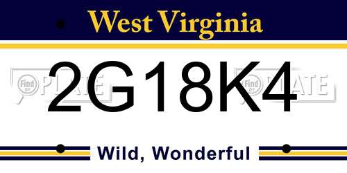 2G18K4 West Virginia License Plate