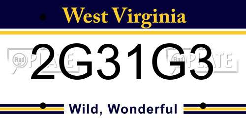 2G31G3 West Virginia License Plate