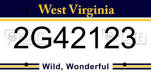 2G42123 West Virginia License Plate