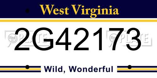 2G42173 West Virginia License Plate