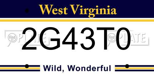2G43T0 West Virginia License Plate