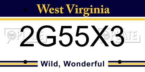 2G55X3 West Virginia License Plate