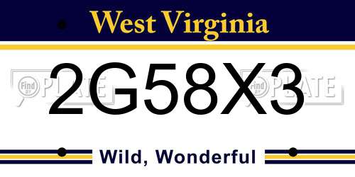 2G58X3 West Virginia License Plate
