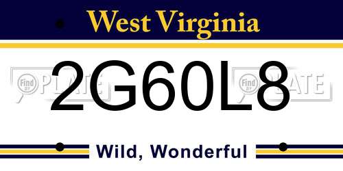 2G60L8 West Virginia License Plate