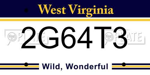 2G64T3 West Virginia License Plate