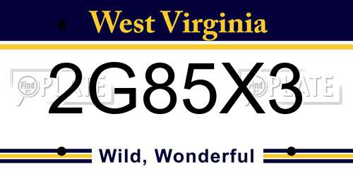 2G85X3 West Virginia License Plate