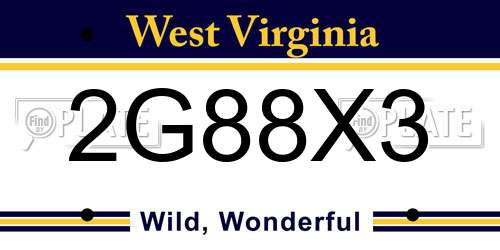 2G88X3 West Virginia License Plate