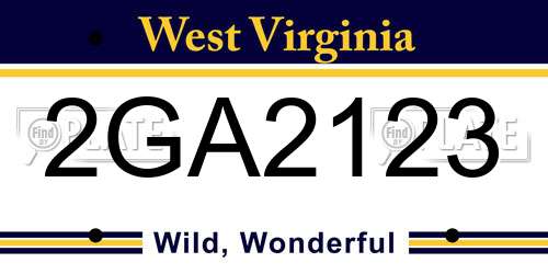 2GA2123 West Virginia License Plate