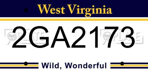 2GA2173 West Virginia License Plate