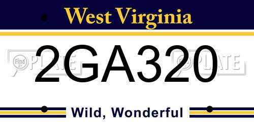 2GA320 West Virginia License Plate