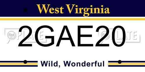 2GAE20 West Virginia License Plate