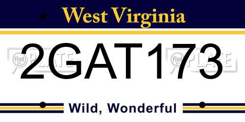 2GAT173 West Virginia License Plate