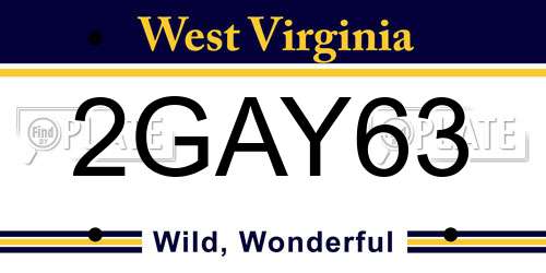 2GAY63 West Virginia License Plate