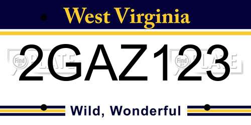 2GAZ123 West Virginia License Plate