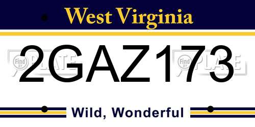 2GAZ173 West Virginia License Plate