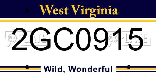 2GC0915 West Virginia License Plate