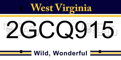 2GCQ915 West Virginia License Plate