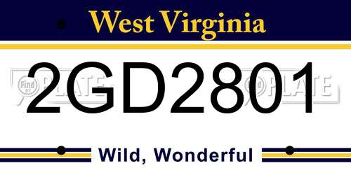 2GD2801 West Virginia License Plate