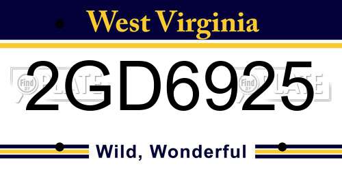 2GD6925 West Virginia License Plate
