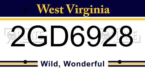 2GD6928 West Virginia License Plate