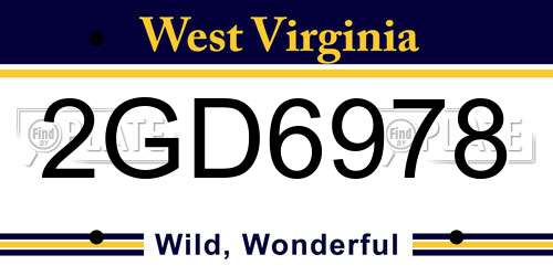 2GD6978 West Virginia License Plate