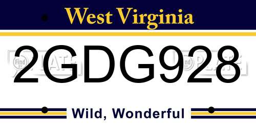 2GDG928 West Virginia License Plate