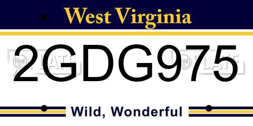 2GDG975 West Virginia License Plate