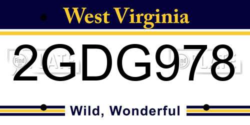 2GDG978 West Virginia License Plate