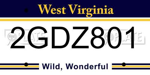 2GDZ801 West Virginia License Plate
