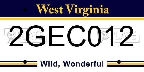 2GEC012 West Virginia License Plate