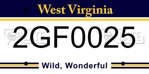 2GF0025 West Virginia License Plate