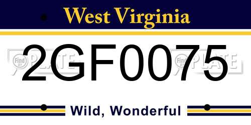 2GF0075 West Virginia License Plate
