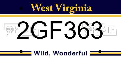2GF363 West Virginia License Plate