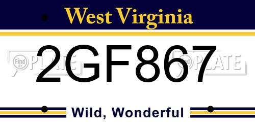 2GF867 West Virginia License Plate