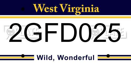 2GFD025 West Virginia License Plate