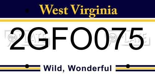 2GFO075 West Virginia License Plate