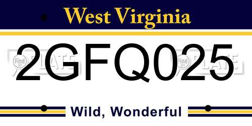 2GFQ025 West Virginia License Plate