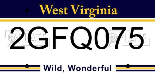 2GFQ075 West Virginia License Plate