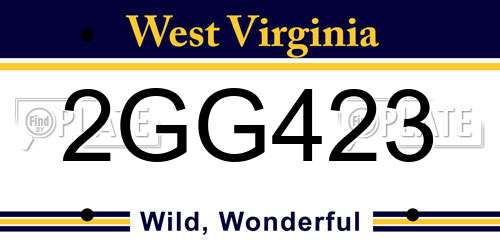 2GG423 West Virginia License Plate