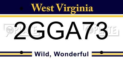 2GGA73 West Virginia License Plate