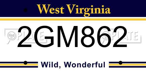 2GM862 West Virginia License Plate