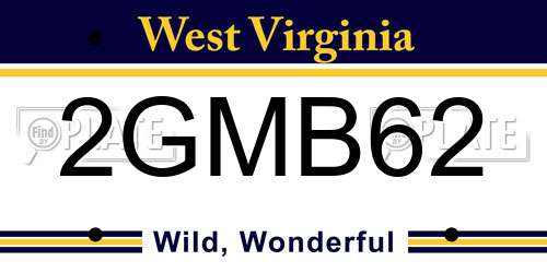 2GMB62 West Virginia License Plate