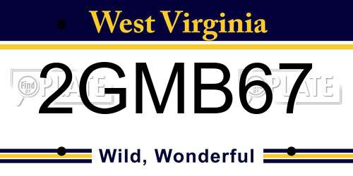 2GMB67 West Virginia License Plate