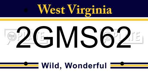 2GMS62 West Virginia License Plate