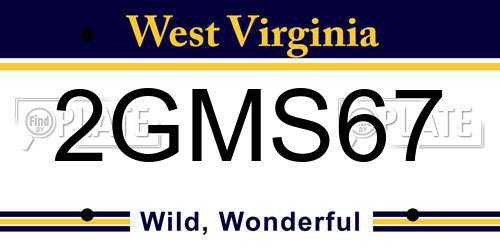 2GMS67 West Virginia License Plate