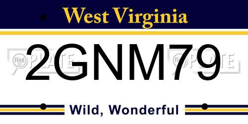 2GNM79 West Virginia License Plate