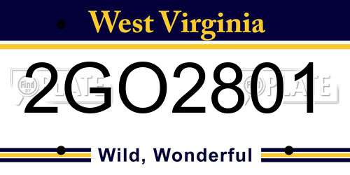 2GO2801 West Virginia License Plate